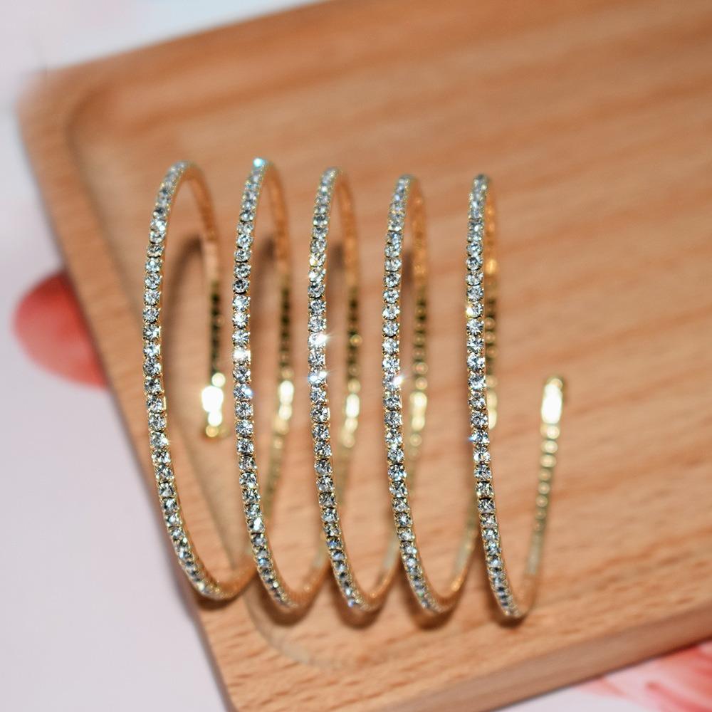 Arm Adornment Multilayer Arm Chain Rhinestone Spiral Bracelet Rave Coiled Snake Bracelets  Women