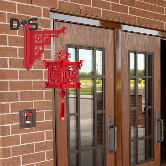 Chinese New Year DIY Lantern Kit Lucky Red Fu Wall Mount Hanging Lantern 3D Puzzle Hollow Out Spring Festival Lantern for Home Decor