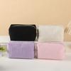 Corduroy Pencil Case Solid Color Large Capacity Cosmetic Bag Velvet Makeup Pouch Travel Toiletry Organizer Portable Makeup Bag
