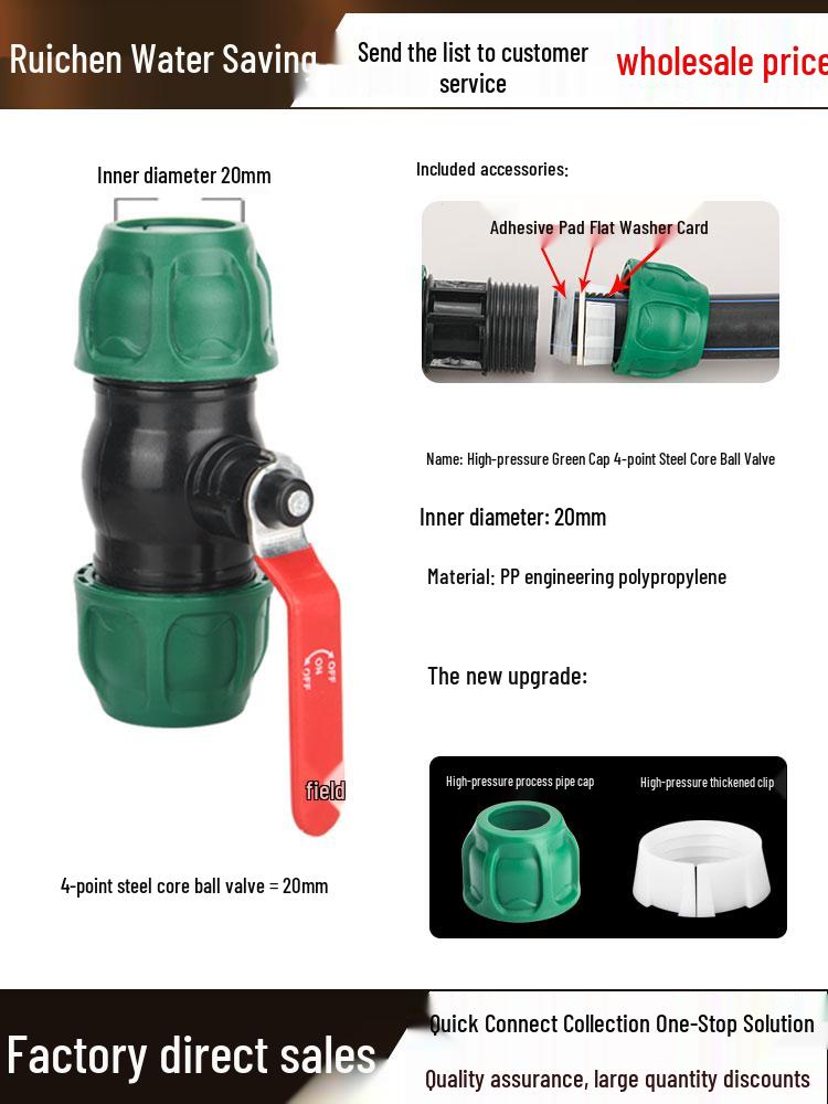 Quick Connect Ball Valve & Coupling Set for PE Water Pipes (1/2", 3/4", 1")