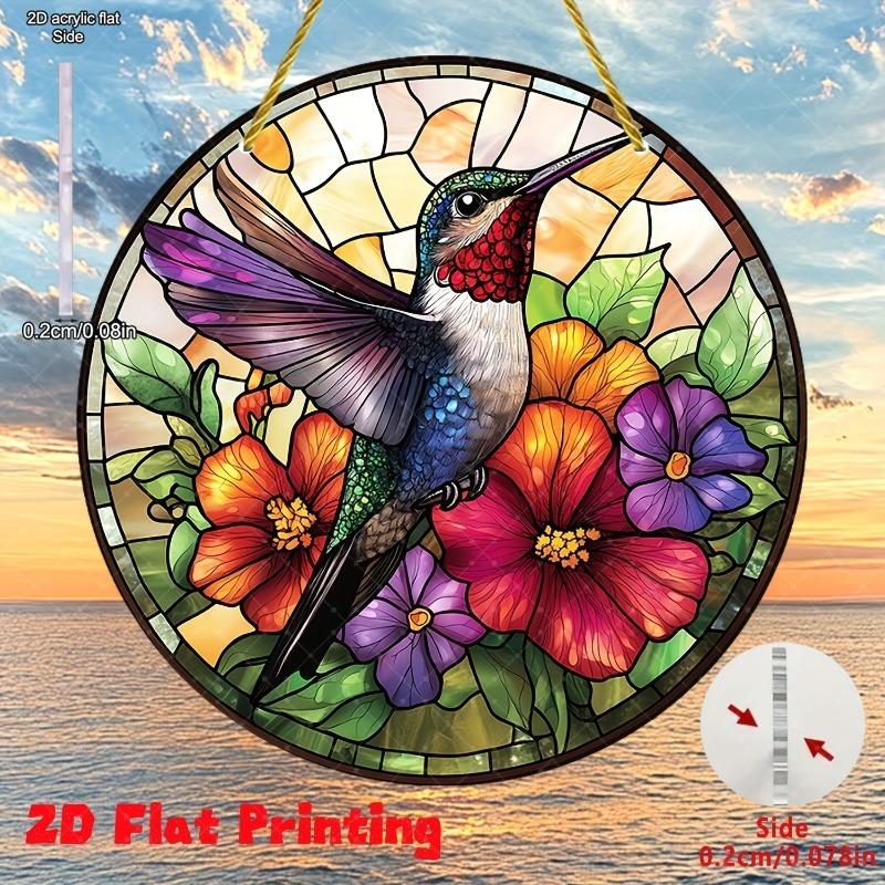 2D Flat Acrylic Colorful Hummingbird Ornamen, Nurseries, Vintage Home Decor Wall for Bar Kitchen,Home Decor for Living Room or Office