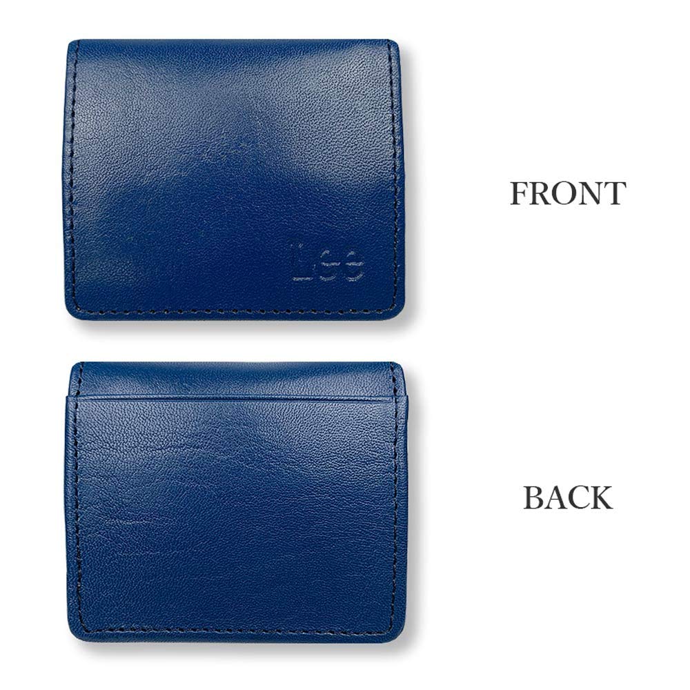 Lee Colors Luxury Italian Leather Coin Real Leather [8 Available] Box-Shaped Case, (0520512) (Navy)