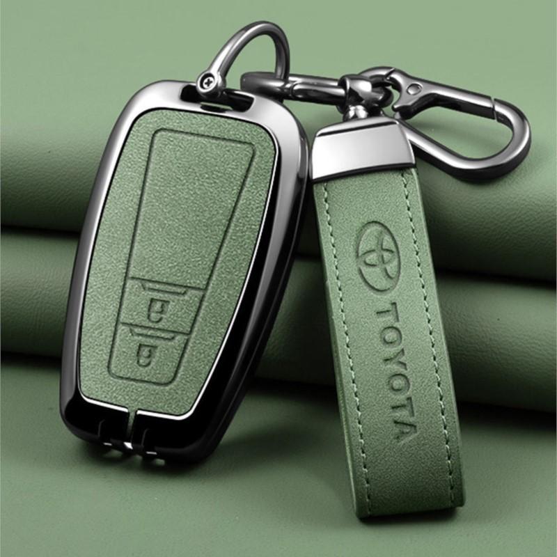 Leather Car Smart Remote Key Case Cover Shell for Toyota Avalon Camry RAV4 Prius CHR C-HR Corolla Land Cruiser Prado Keychain Ca