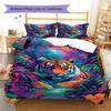 Jungle Tiger Art Pattern Bedding Set Quilt Cover Pillowcase Home Decor Gift (1 * Duvet Cover + 2 * Pillowcase, Without Core)
