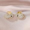 Elegant Zirconia Bunny Ear Studs - Eco-friendly Alloy, Rhinestone Design, Versatile Earrings