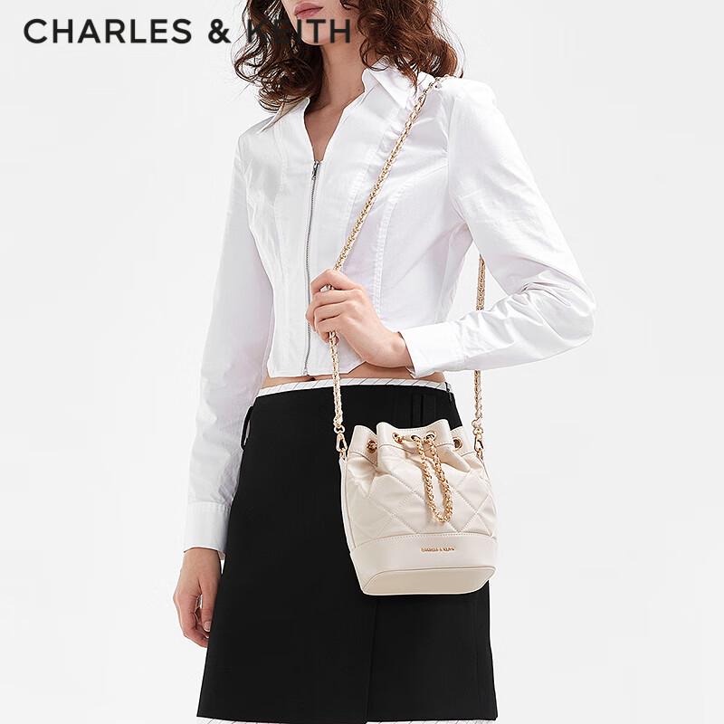CHARLES & KEITH Quilted Chain Shoulder Bucket Bag