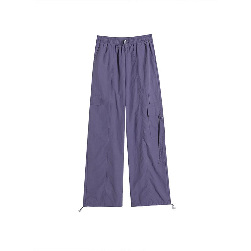 Women's High Waist Purple Parachute Jumpsuit - 2025 Loose Fit, Quick-Dry Ice Silk Hiking Pants