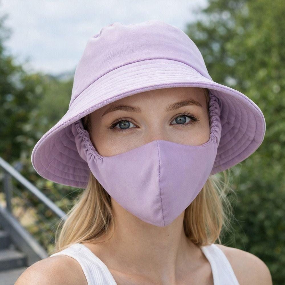 New With Mask Agricultural Work Hat Wide Brim Protect Neck Anti-uv Tea Picking Cap Dust Mask Hat Bucket Hat Outdoor