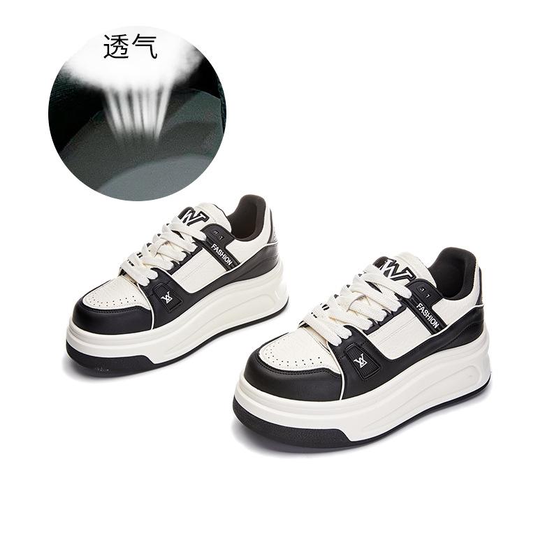 

Подошва на присосках белые туфли женские 2025 весна новая толстая подошва увеличивающая рост повседневные одинарные туфли женские универсальные спортивные туфли кеды женские 40 чёрный