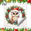 Festival Atmosphere Supplies Christmas Owl Wreath Static Window Cling, Winter Holiday Glass Sticker, Customizable Patterns No?Glue Reusable