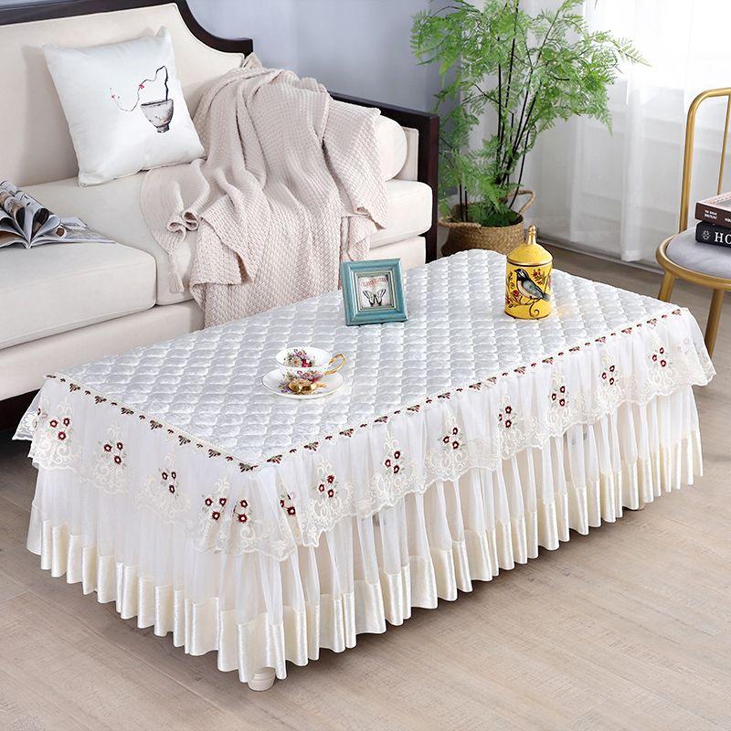 

Хлопковая кружевная скатерть из полиэстера, прямоугольная домашняя юбка для кофейного, чайного столика, декор для свадебной вечеринки, скатерть для обеденной скатерти 50*100*40