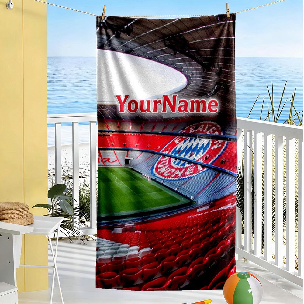 Bayern Munich Personalized Name Beach Towel High Absorbency & Quick-Dry Perfect for Traveling Yoga Camping and Swimming