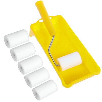 8Pcs Paint Roller Set Mini Foam Paint Roller Sleeves Painting Brush Tool with Paint Tray for Home Wall Ceiling Decoration Repair