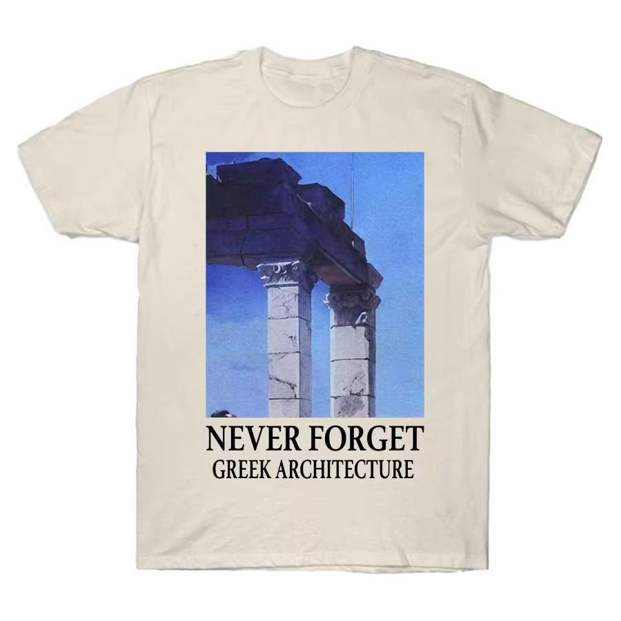2026 Never Forget Greek Architecture for Men Women In Summer Y2K Luxurious Fashionable Comfortable Quality Tshirt
