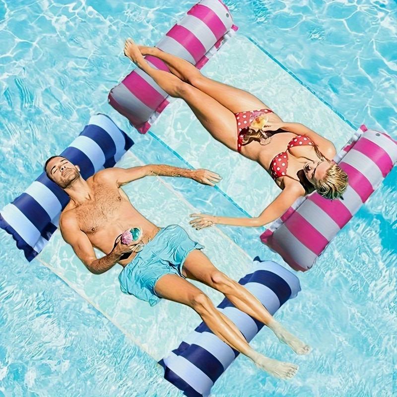 Swimming Pool Loungers, Inflatable Float Beds, Foldable Striped Swimming Floats, Pool Parties, Beach Accessories