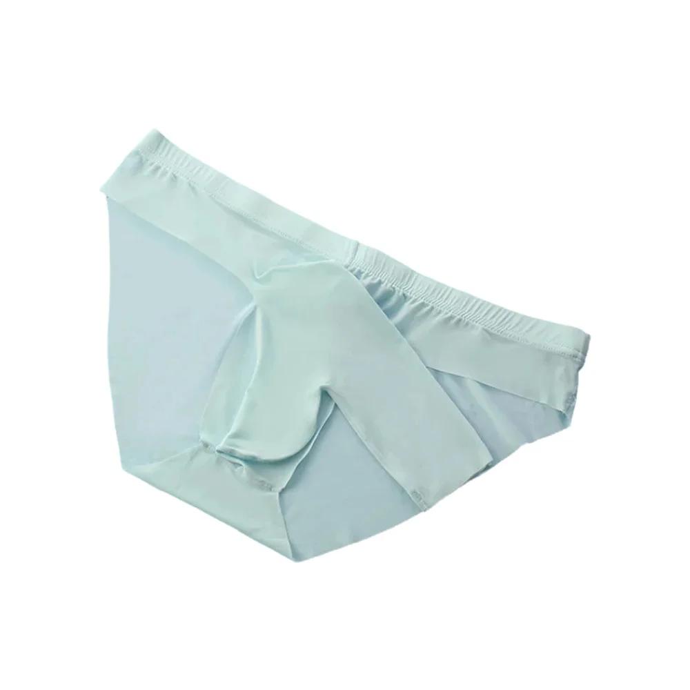 Men'S Ice Silk Underwear Ice Silk Seamless Briefs Bullet Separation Pouch Panties Thin Breathable Underpants Bikini Slip Homme