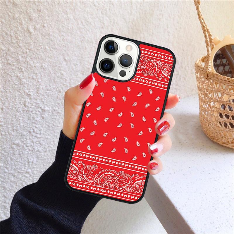 Red Bandana Paisley Phone Case for iPhone 17 Air 16 Coque 15 14 12 13 PLUS 11 PRO MAX Back Cover Fundas Shell