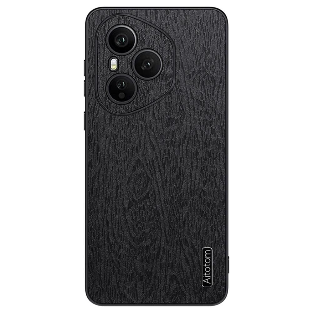 For Honor 400 Pro 5G (Global) Case Wood Texture PU Leather Coated PC TPU Phone Cover