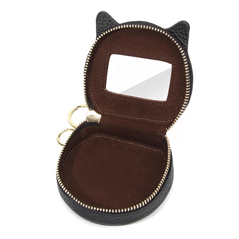Cute Cowhide Coin Purse & Earphone Storage - Girls' Zipper Wallet with Pendant Decoration
