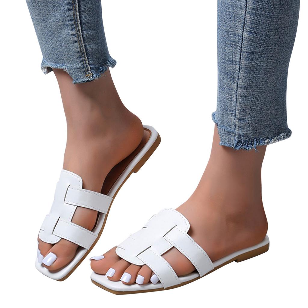 Fashion Spring And Summer Women Slippers Flat Solid Color Casual Beach Mom Slippers For Women Fuzzy Open Toe Slippers For Women