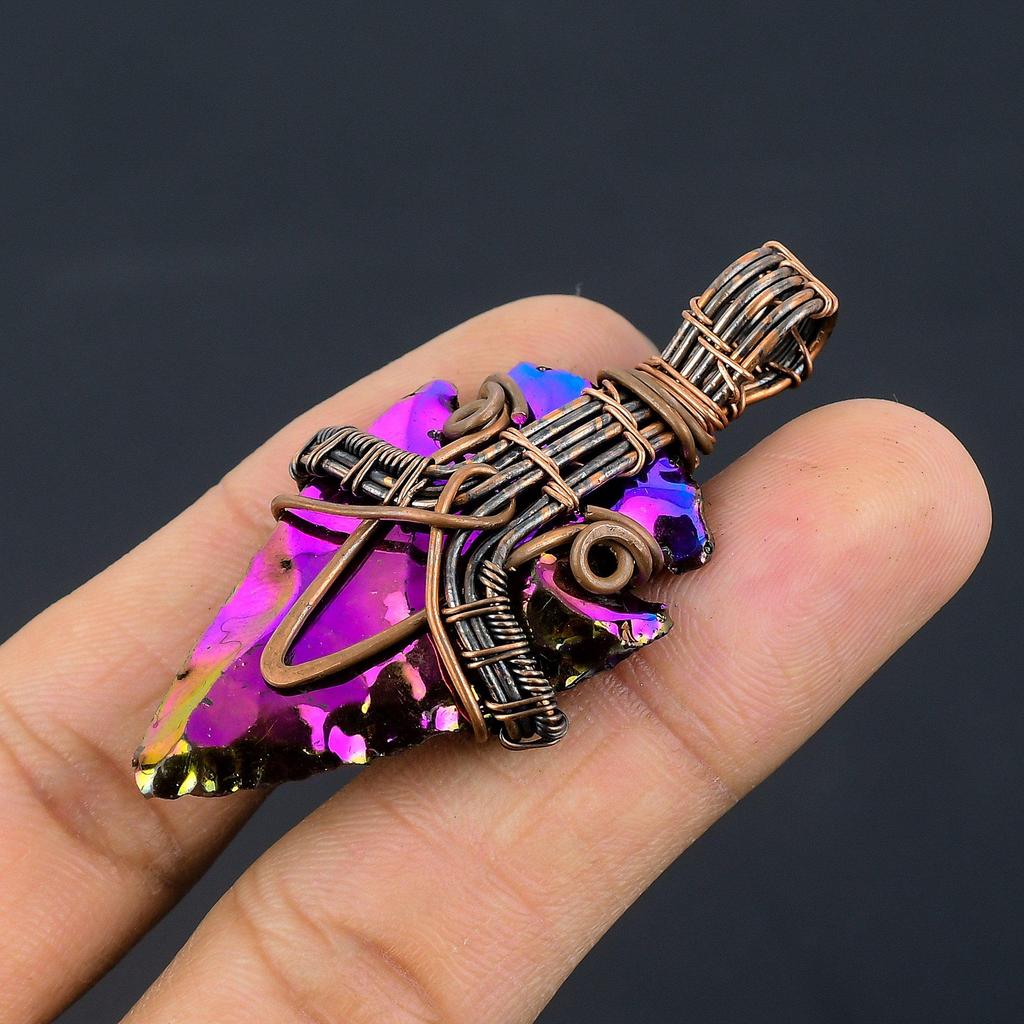 Peacock Aura Druzy Jewelry, 999 Copper Wire Wrapped Pendant Handmade Gemstone Jewelry, Gifts For Wife Brand New Pendant