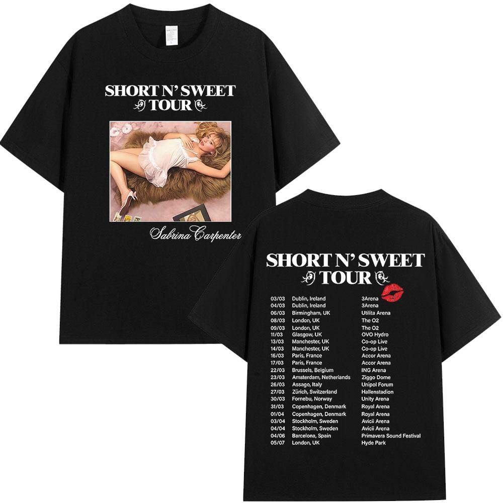 Sabrina Carpenter Short N Sweet Tour 2025 T Shirt Fans Gift Unisex Women Clothing Harajuku Aesthetic Tshirts Cotton Loose Tshirt