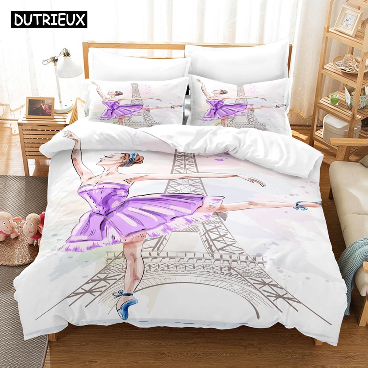 

3D-печатный комплект постельного белья с изображением балерины, пододеяльник с наволочкой, двуспальная односпальная кровать, 3D-печатный аниме-комплект My Dress-U EU single(135x200cm)