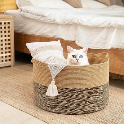 Cotton Rope Woven Laundry Hamper & Storage Basket, Large Capacity, Foldable for Clothes, Toys, and Sundries.