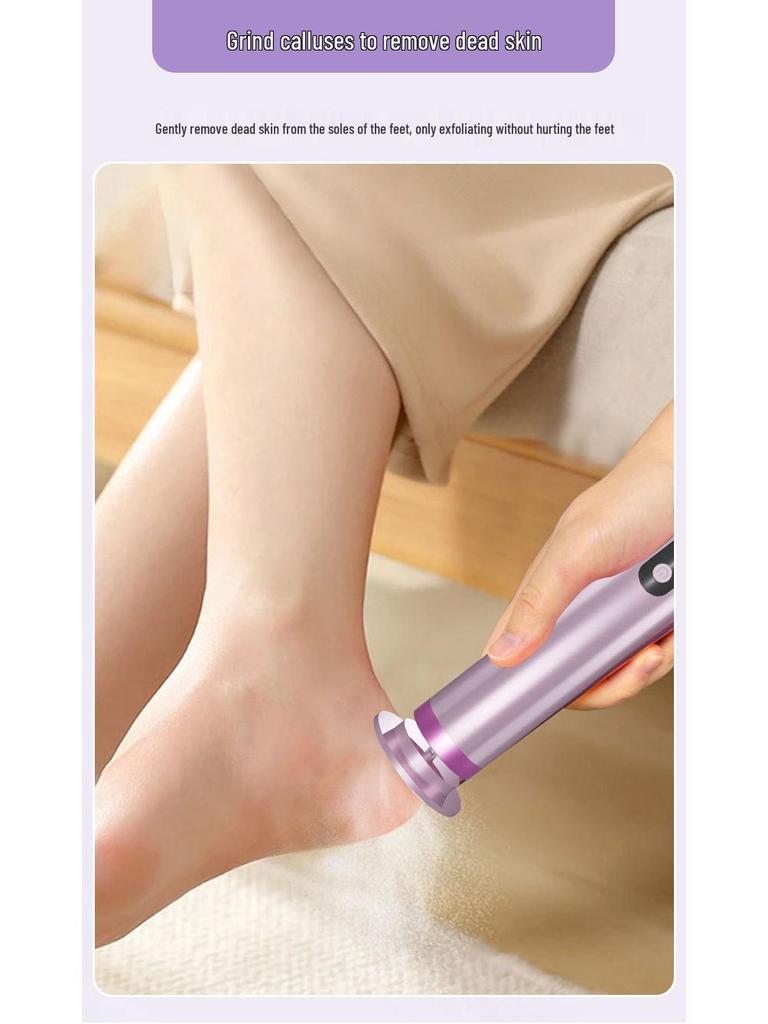 Rechargeable Electric Foot Scrubber & Grinder with Screen Display - Dual Function Pedicure/Manicure Tool with New Metal Body