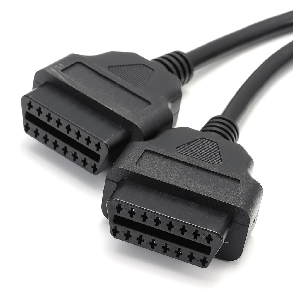 1 Male To 2 Female OBD2 Splitter 30 Cm/ 12 In Length Right Angle Splitter For Most Vehicle