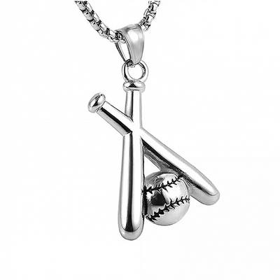 Fashion Double Baseball Bat Boutique Necklace Pendant Men'S And Women'S Titanium Steel Long Stainless Steel Chain