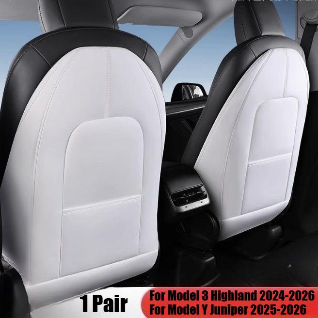 For Tesla Model 3 Y 2Pcs Seat Back Anti Kick Pad Leather Wear-Resistant Anti-Dirty Seat Backrest Protective Mat Car Accessories