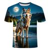 Летняя новинка 2024 года с 3D-принтом и короткими рукавами, мужская и женская футболка с круглым вырезом из серии «Одинокий волк»