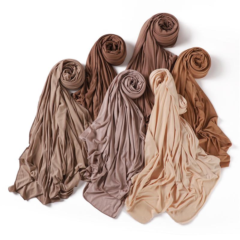 80*180cm Modal Rayon Cotton Muslim Jersey Hijab Women Solid Color Scarf Ramadan Long Shawl Plain Soft Turban Wraps Headband