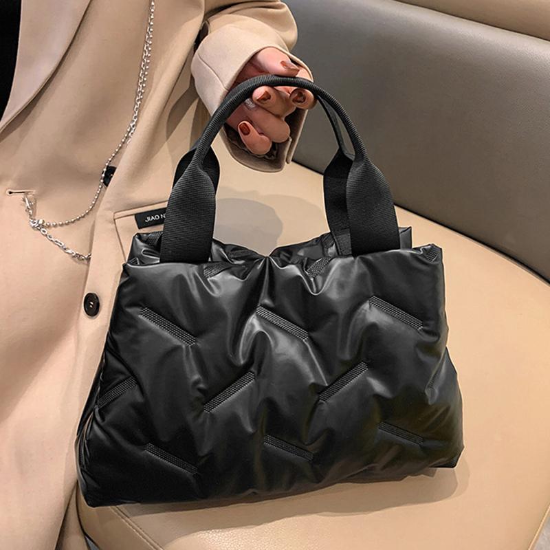 Fashionable Large-capacity Handbag for Women In Autumn and Winter New Down Cloth Bag Trendy Simple Women's Bag