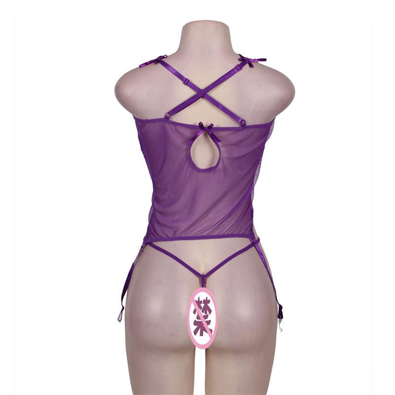 Large Size Women's Erotic Underwear Neck Socks Sexy Temptation Onesie Set R