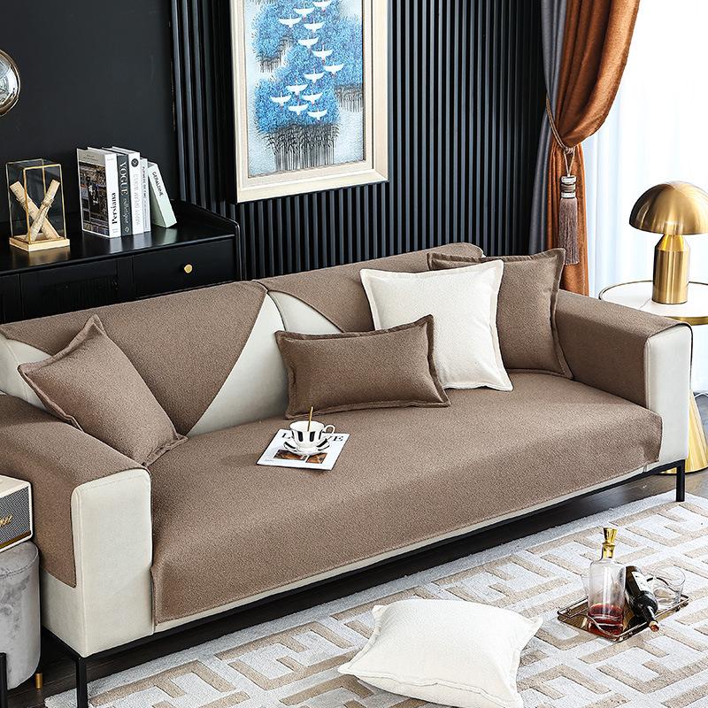 Solid Color Chenille Sofa Cushion Four Seasons General Non-slip Cushion Simple Fashion Cover Towel.