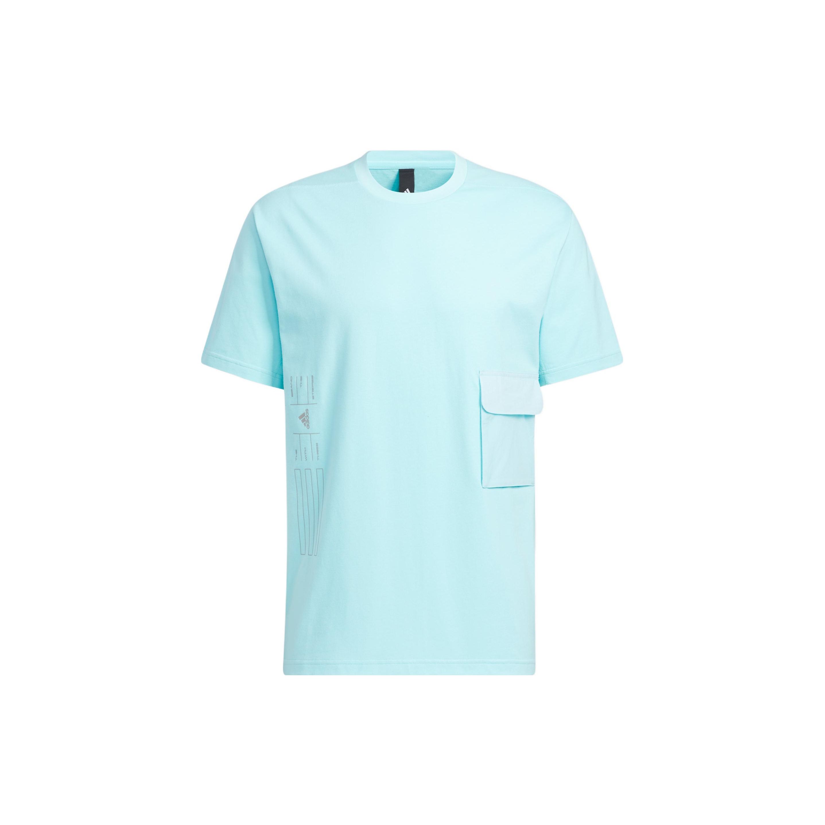 

Adidas Hvcot Tee With Logo Print And Pocket Men Tops Blue HE9946 XL