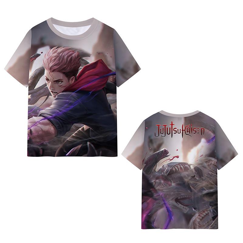Satoru Gojo Japanese Anime Jujutsu Kaisen T-Shirts 3D Printed Summer Quick Dry Round Neck Short Sleeves for Men Polyester Do Not Fade