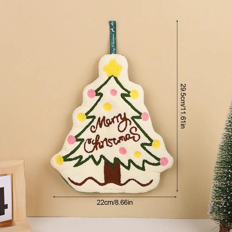 

1pc Christmas Gingerbread Man Snowman Hand Towel Coral Fleece Soft Absorbent Holiday Kitchen Bathroom Decoration Xmas Home Gift