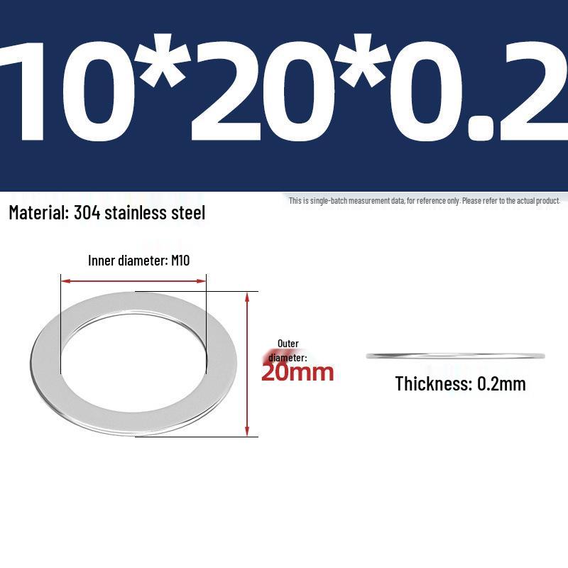 304 Stainless Steel Ultra-Thin Flat Washers - Available in Thickness: 0.1mm, 0.2mm, 0.3mm, 0.5mm