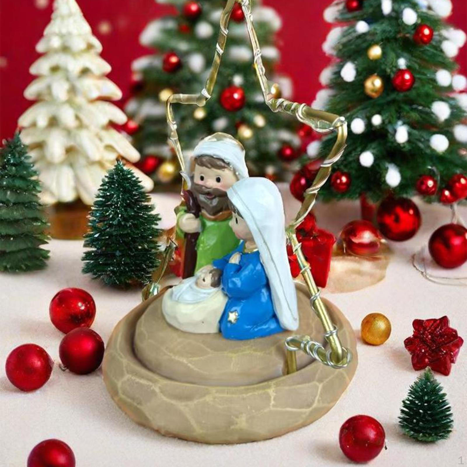

Christmas Nativity Scene Religious Sculpture Artwork Holy Family Figurine for Fireplace