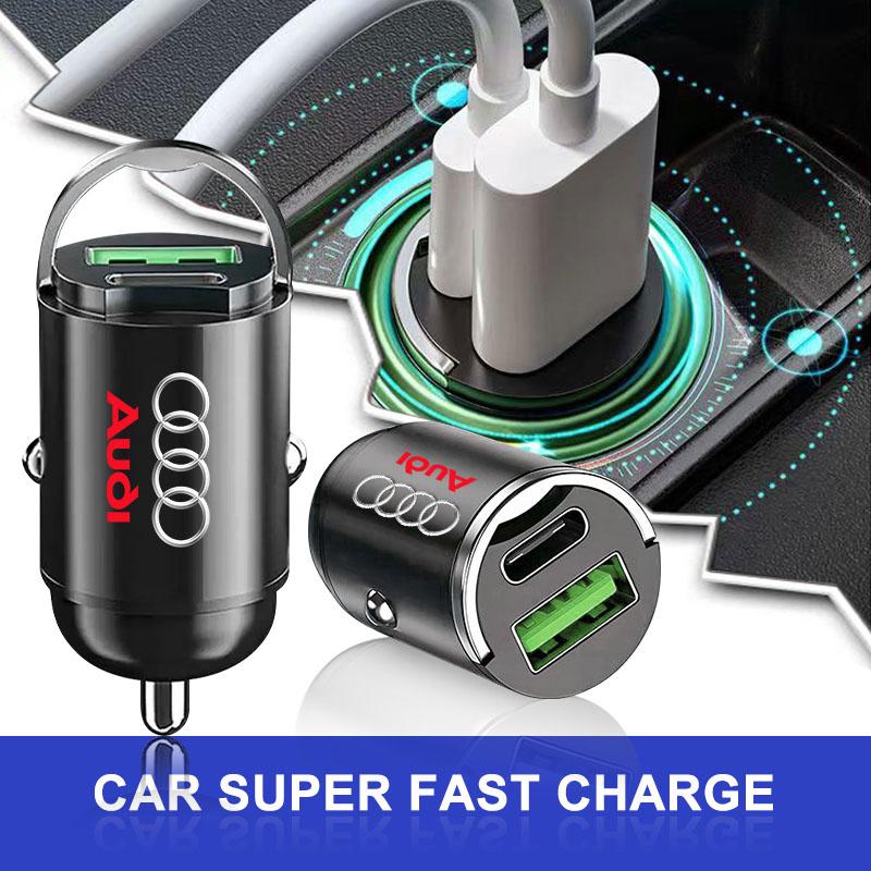 Mini Car Charger 12-24V Lighter Fast Charging Car USB Type C Charger For Audi TT Q3 Q5 Q7 Q8 B5 B6 B7 B8 B9 Q7 8P 8V 8L A3 A4 A5 A6 A7 A8 8L R8