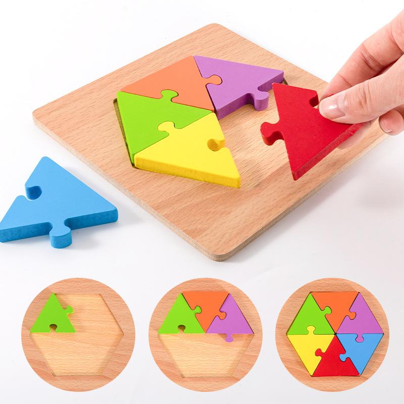 High Quality Wooden Geometric Shapes Early Cognition Puzzles Board Math Game Montessori Baby Learning Educational For Kids Toys