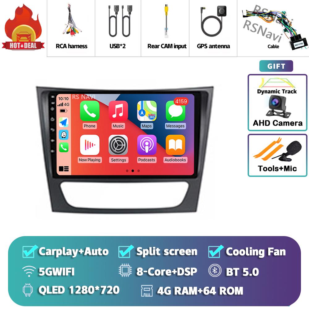 Android 14 Carplay Auto For Benz W211 Car Radio Player Multimedia stereo Navigation 4G+WIFI Head Unit DVD AI Voice 360 Camera BT
