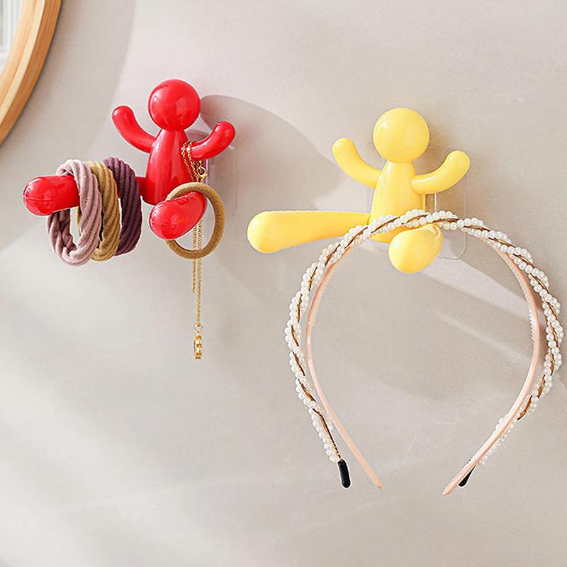 Creative Wall Shelf Organizer Portable Space Saving Key Storage Rack Cartoon Hair Accessories Hooks Bedroom