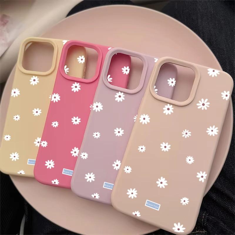 Cute Style Daisy Small Flower Lichee leather pattern Phone Case For iPhone 17 16e 16 15 14 13 12 11 Air Pro Max Plus X XR XSMax