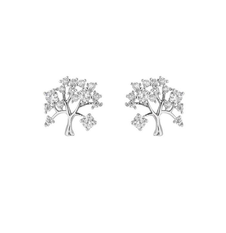 Elegant Wishing Tree Earrings: Japanese & Korean Design with Silver Needle for Women