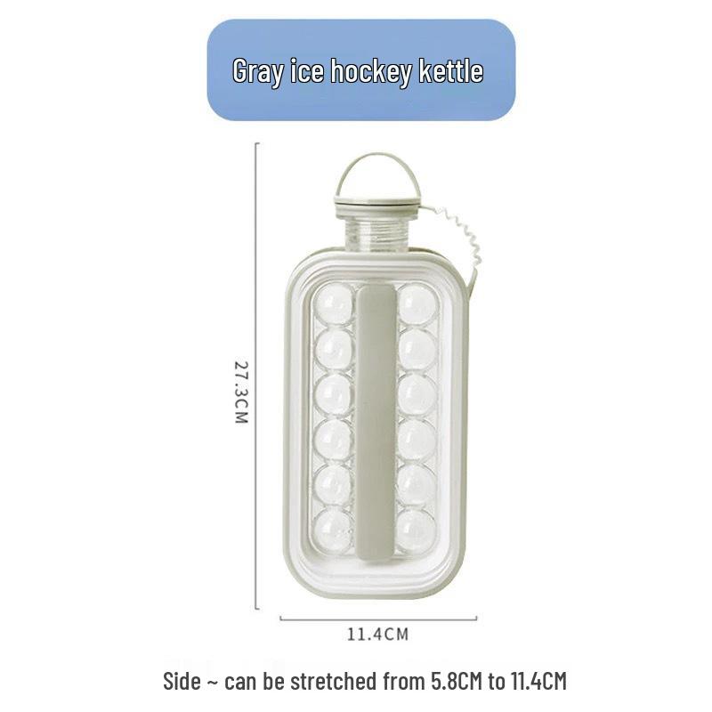 Ice Hockey Kettle: Dual Ice Cube Mold & Storage Box - Silicone Spherical Tray for Home Use