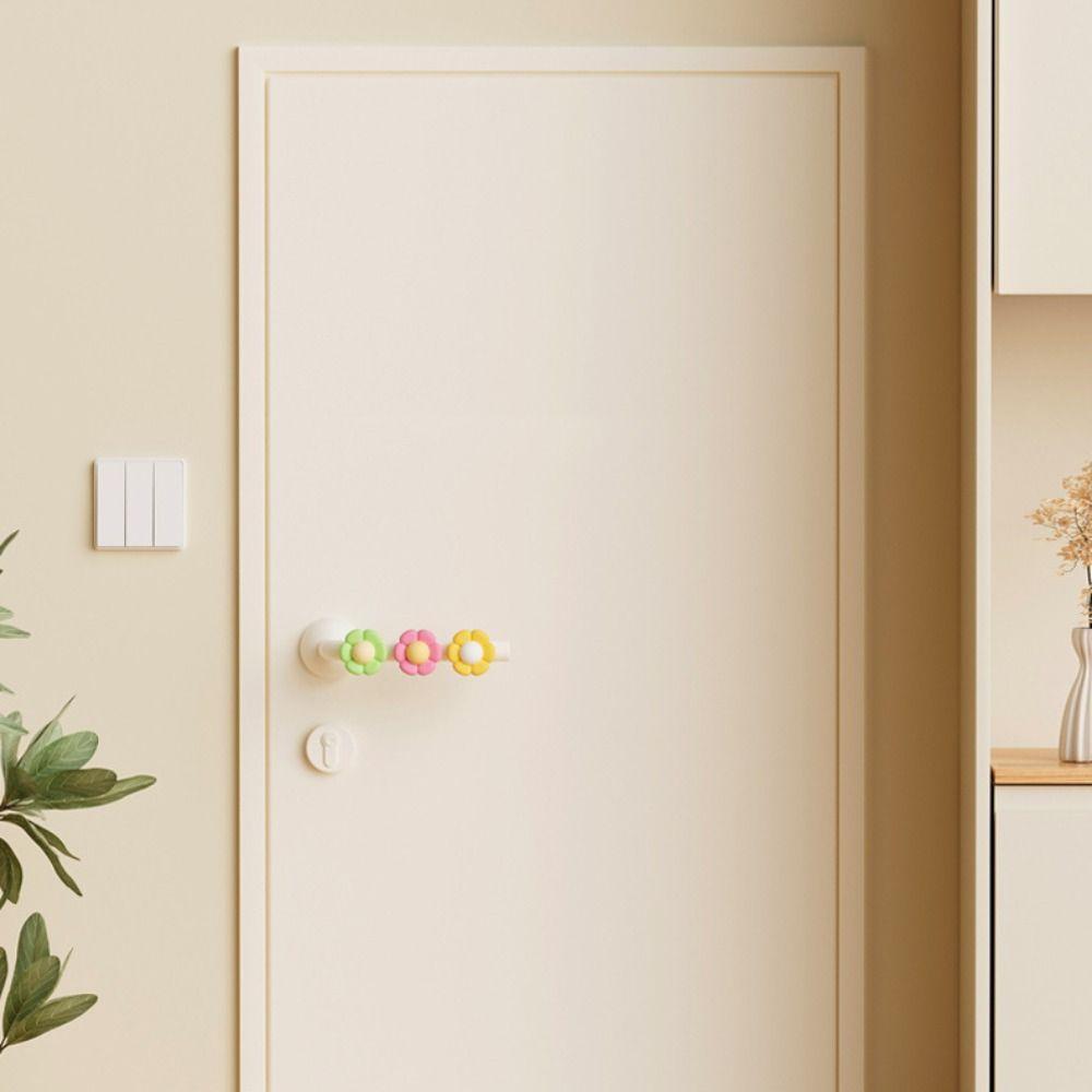 Silicone Door Handle Stopper Mute Cartoon Flower Door Handle Buffer Anti-Collision Doorknob Bumper Pad Door Handle Protection